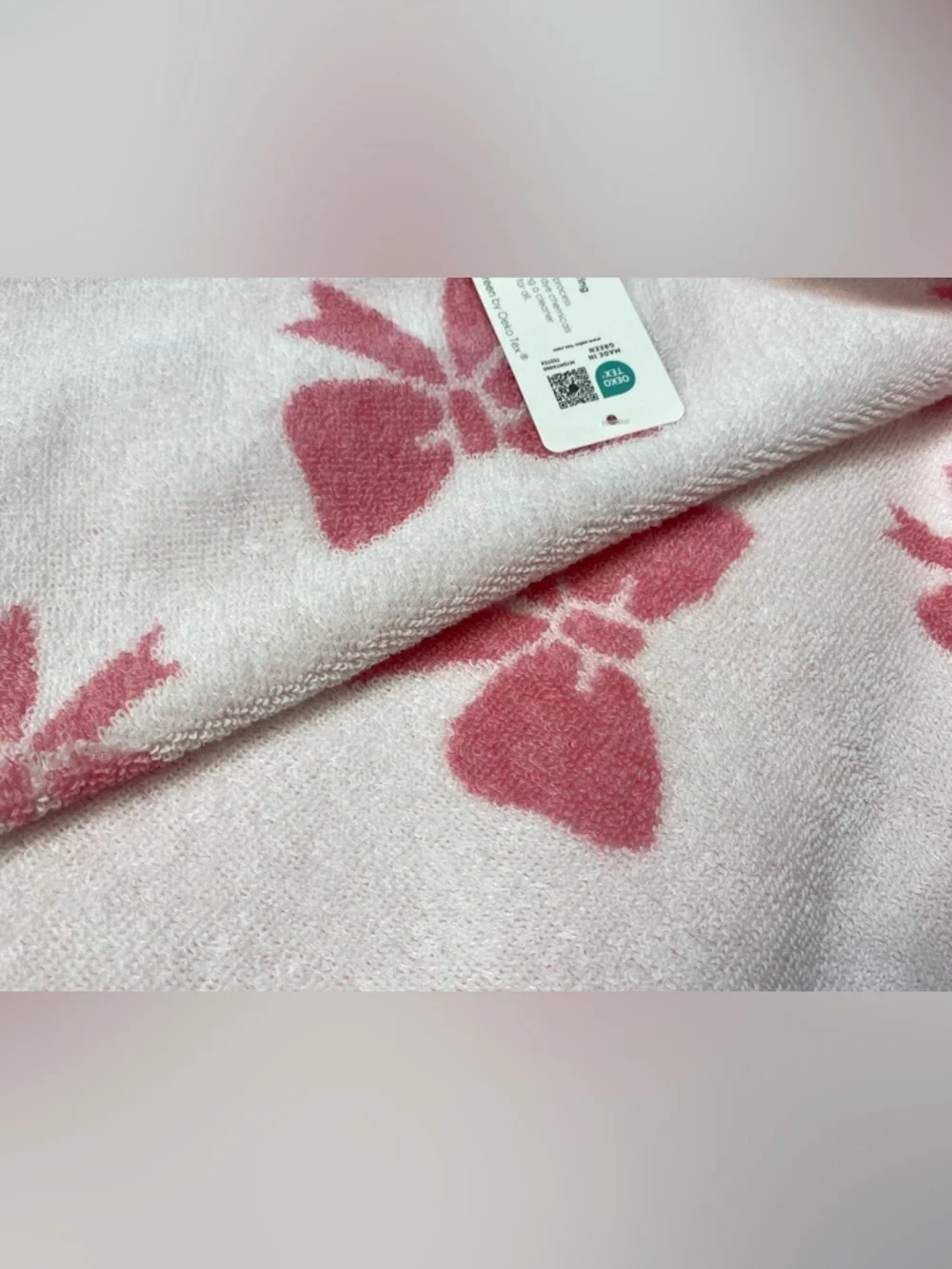 Eco melange ❤️Bow Cotton reversible Over Sized Beach Towel - Pink NWT